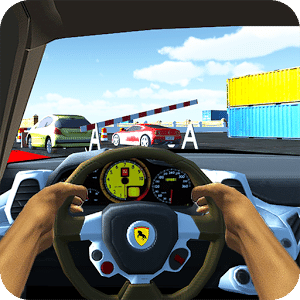 Racing in Car Simulator