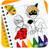 Coloring pages for Ladybug and Cat Noir