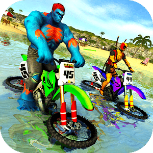 Superhero Water Surfer Bike Racing: Beach Racer