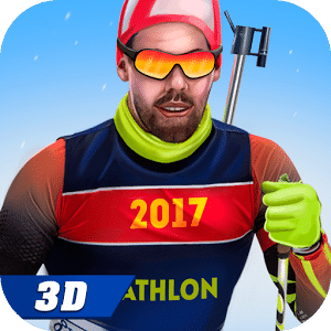 Biathlon Game - Skiing and Shooting Winter Sports
