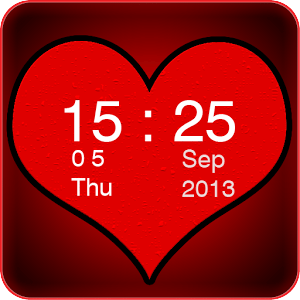 Red Heart Clock Widget