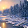唯美夕阳雪景动态壁纸