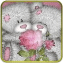 glitter teddy bear &amp; pink rose