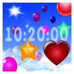 Balloons around clock