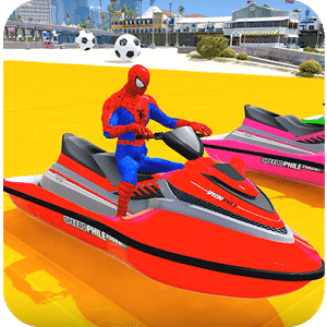 Superheroes Jet Ski Stunts: Top Speed Racing Games