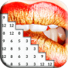 Coloring Book Love Kiss Lips Pixel Art