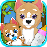 Newborn Baby Puppy & Mommy