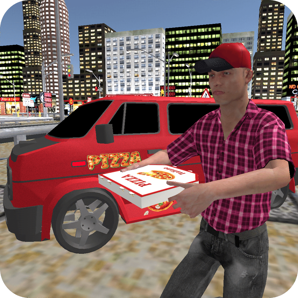 披萨送货男孩城市大道
