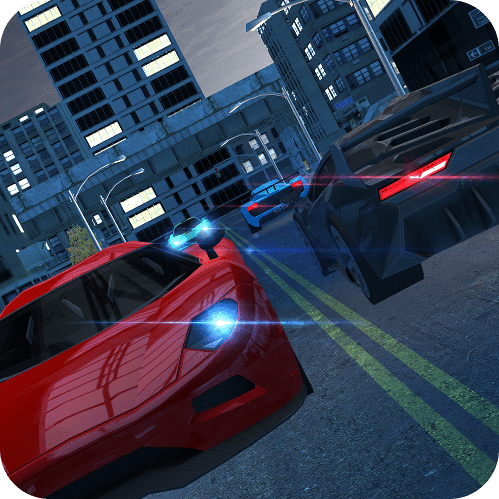 夜晚的城市交通街路车驾驶漂移和停车事业