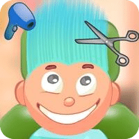 儿童切淡蓝色的头发