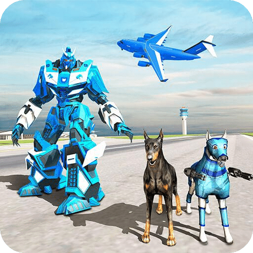 US Police Robot Dog - Police Plane Transport Game