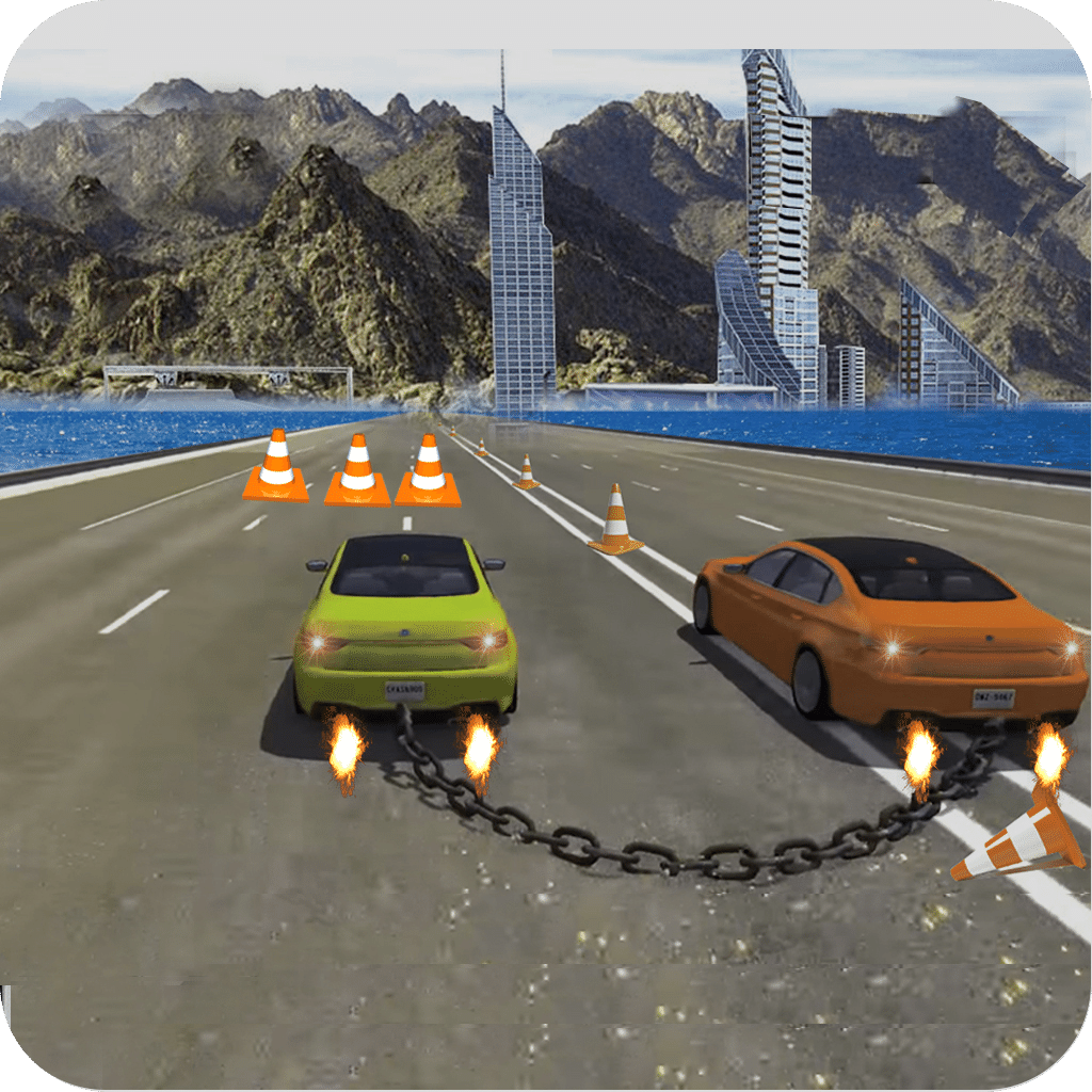 Chained Car Race In Snow