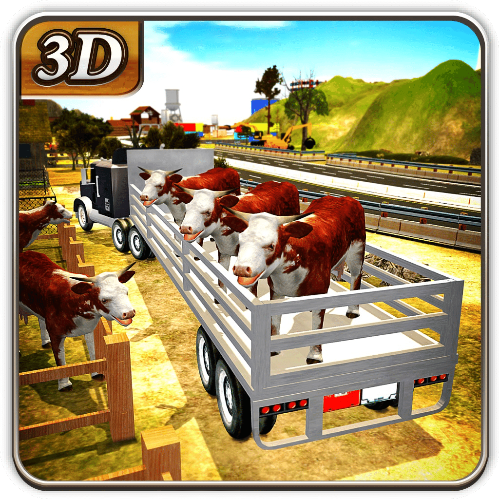 农场动物运输车卡车＆牛交付3d