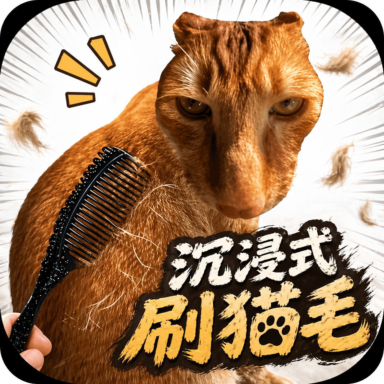 沉浸式刷猫毛